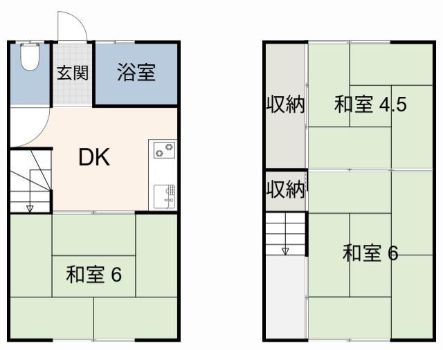 平安荘北棟(3DK/1階)の間取り写真