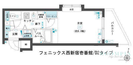 フェニックス西新宿壱番館(1K/3階)の間取り写真