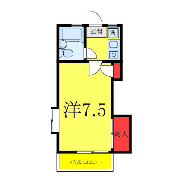 ハイツタカネ(1K/2階)の間取り写真