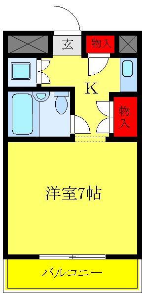 北斗ハイツ(ワンルーム/3階)の間取り写真