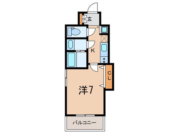 LUXE芦屋南(1K/2階)の間取り写真