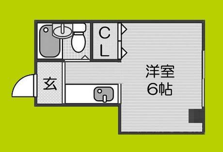 シャンブル玉出(ワンルーム/4階)の間取り写真