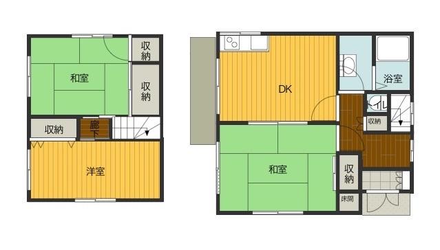 西原2丁目 一戸建(3DK/1階)の間取り写真