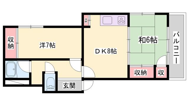 アバニティー東出口(2LDK/3階)の間取り写真
