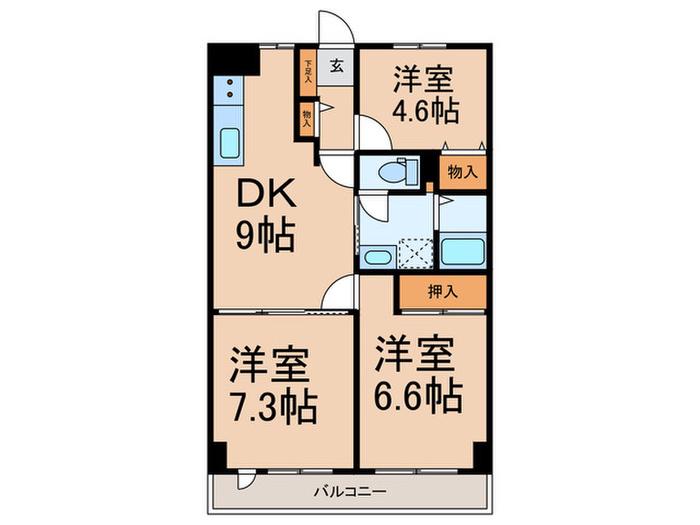 コーラルハイツ常盤台(3DK/4階)の間取り写真