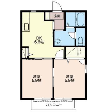 メゾン白鳥A(2DK/2階)の間取り写真