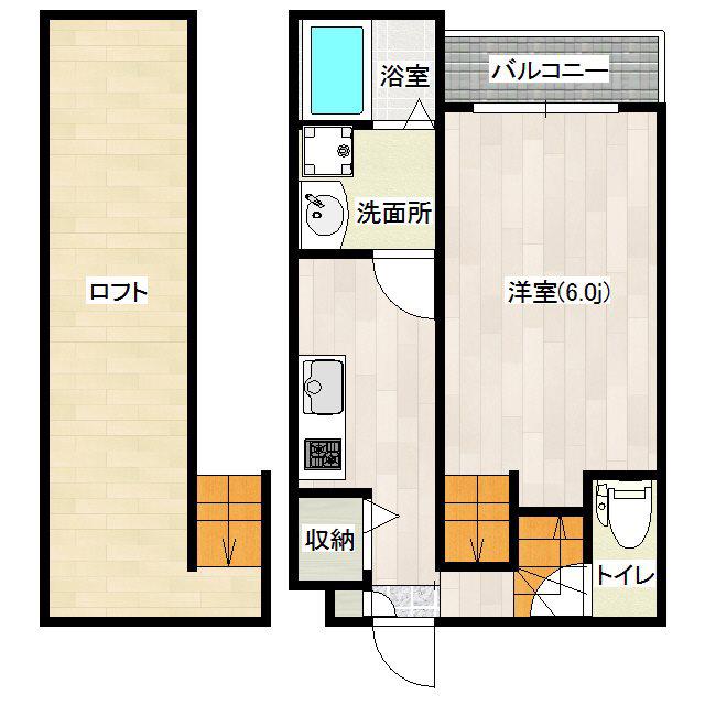 QUONS NISHIJIN(1K/2階)の間取り写真
