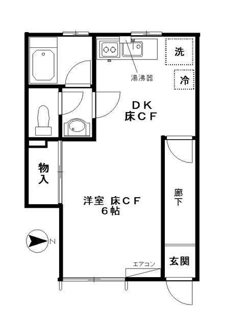 ライト池尻(ワンルーム/1階)の間取り写真