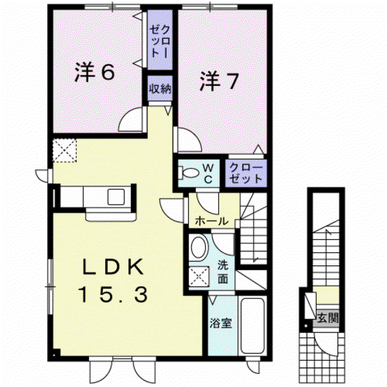 サンフィット(2LDK/2階)の間取り写真