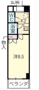 キャッスル一社(1K/2階)の間取り写真