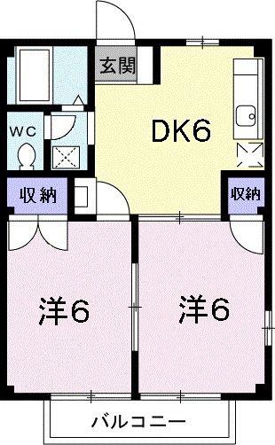 ＪＲ鹿児島本線 福工大前駅 徒歩15分 2階建 築33年(2DK/2階)の間取り写真