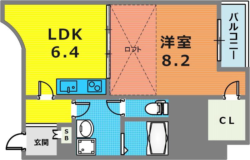 サンビルダーパールビル(1LDK/6階)の間取り写真