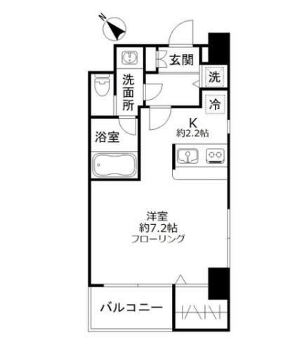BLOSSOM TSUKUDA(1K/2階)の間取り写真