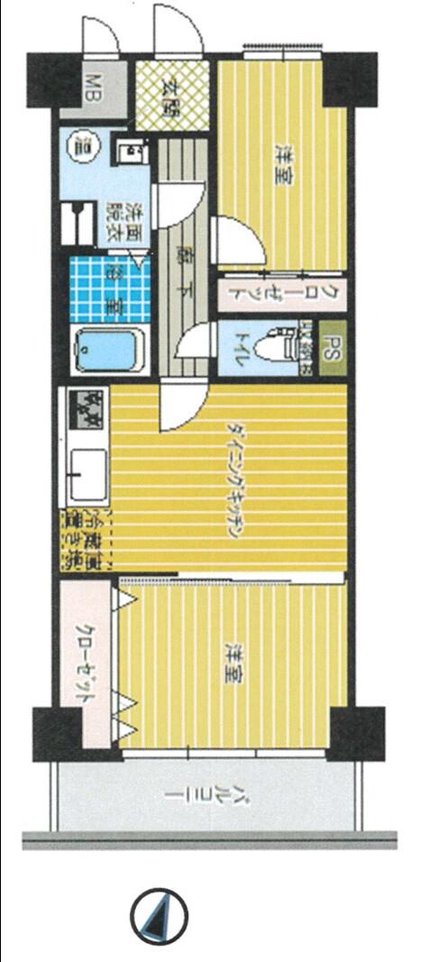 初台スカイレジテル(2DK/8階)の間取り写真