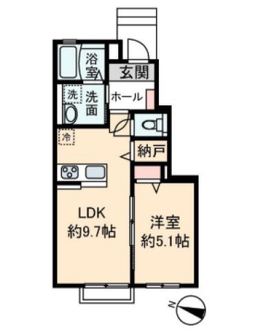 ガーデン ラピス(1LDK/1階)の間取り写真