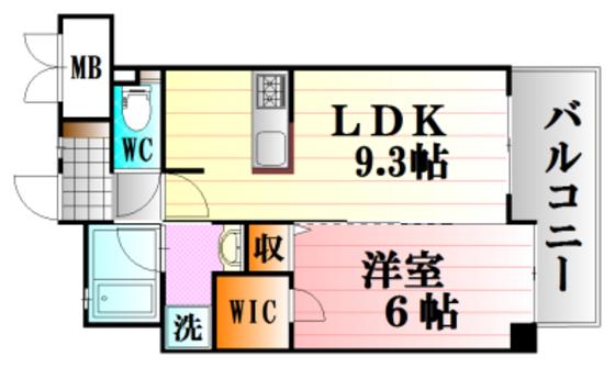 グリンビューテラス(1LDK/4階)の間取り写真