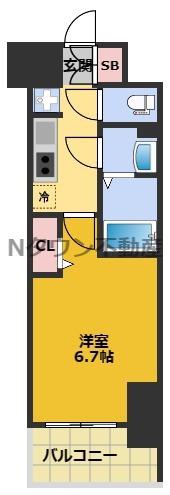 メイクス鶴舞II(1K/7階)の間取り写真