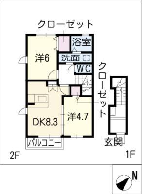 MO-V B(2DK/2階)の間取り写真