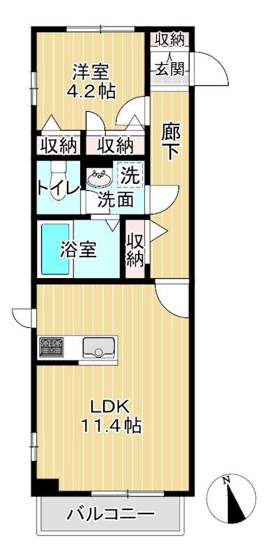 グラシア津田沼III(1LDK/3階)の間取り写真