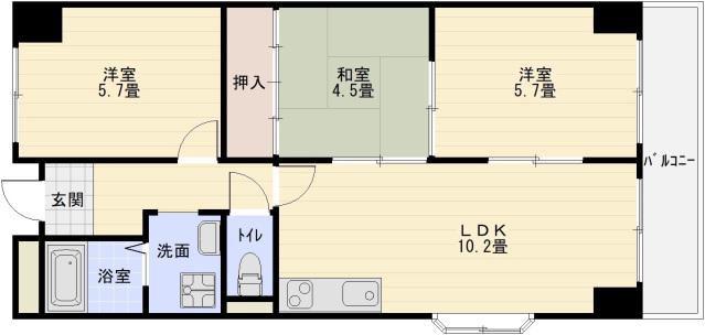 エクシード国分(3LDK/7階)の間取り写真