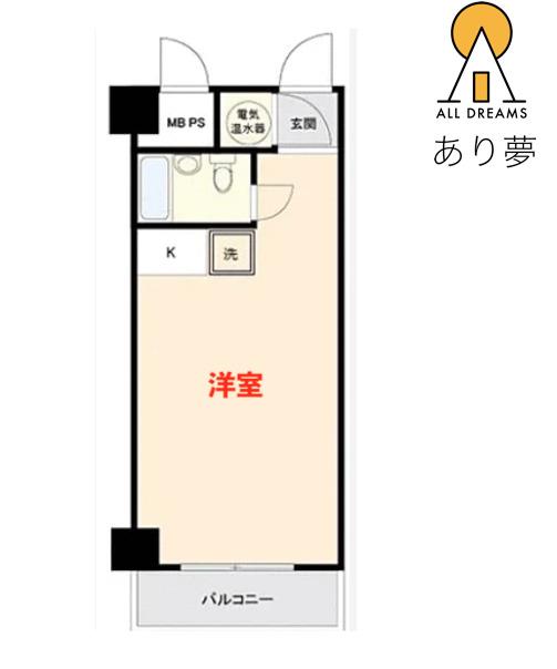 ライオンズマンション平沼第3(ワンルーム/4階)の間取り写真