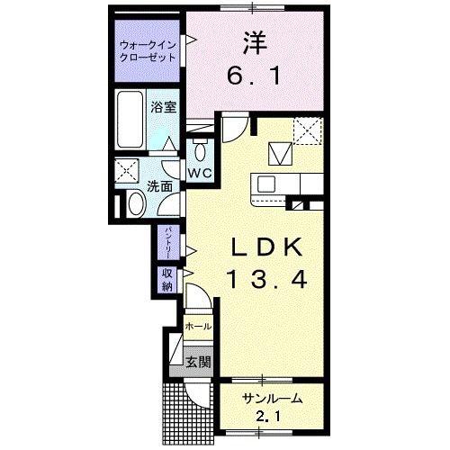 サリーレ・K III(1LDK/1階)の間取り写真
