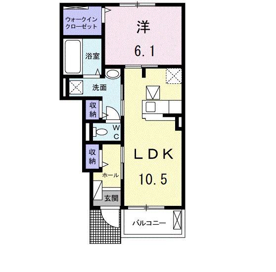 アテナ B(1LDK/1階)の間取り写真