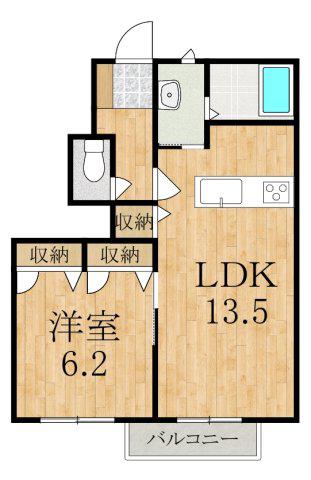 グラヴィスB(1LDK/1階)の間取り写真