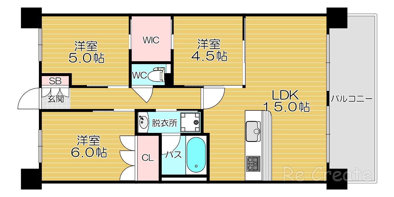 フロンティアタワー日本橋(3LDK/12階)の間取り写真