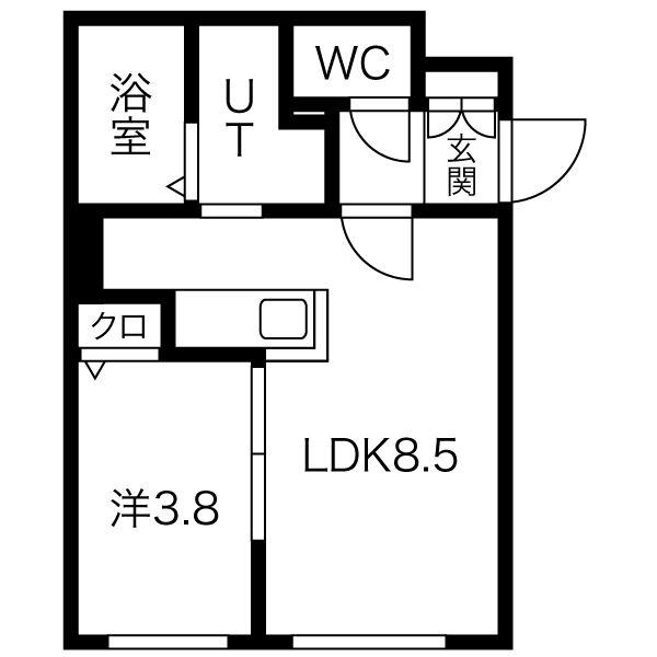 モア南郷(1LDK/3階)の間取り写真