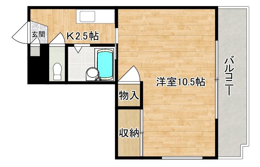 シャトレ天神I(1K/3階)の間取り写真