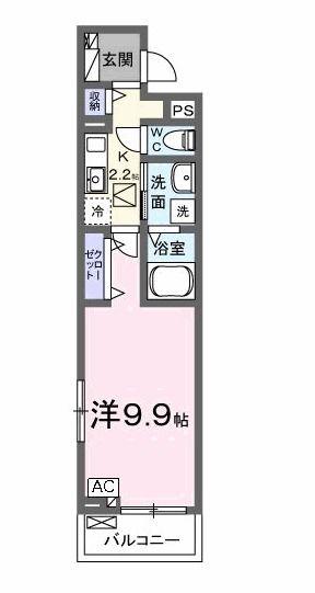 クラールII(1K/1階)の間取り写真