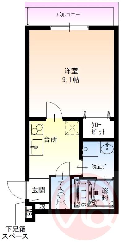 フジパレス我孫子西III番館(1K/2階)の間取り写真