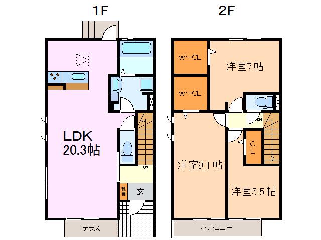 D-ROOM岩崎台B棟(3LDK/1階)の間取り写真