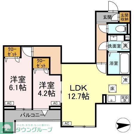 オルテンシア(2LDK/1階)の間取り写真