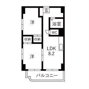 雪月花こうつき(2LDK/4階)の間取り写真