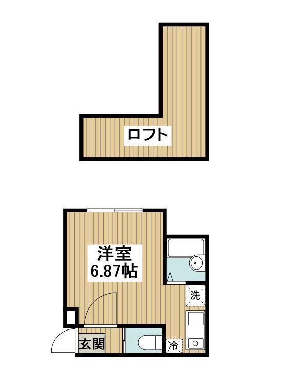 サザンリーフ中央林間・I(1K/1階)の間取り写真