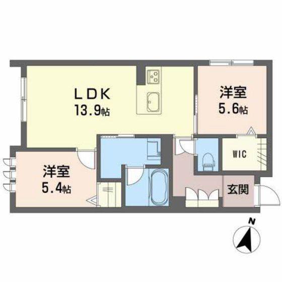 TOCO-TOCO井口(2LDK/1階)の間取り写真