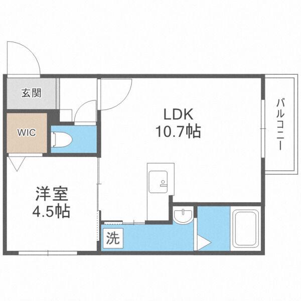 J・RASSURER(1LDK/2階)の間取り写真