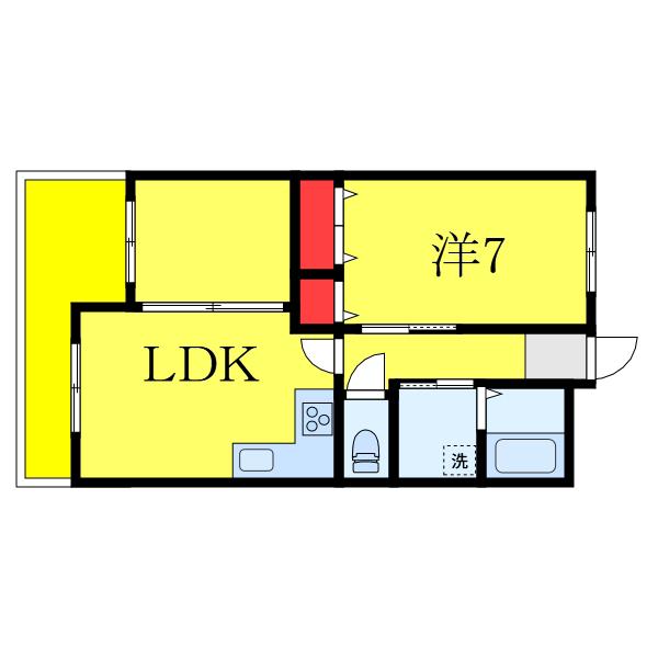 新田第5ハイツ(1LDK/4階)の間取り写真