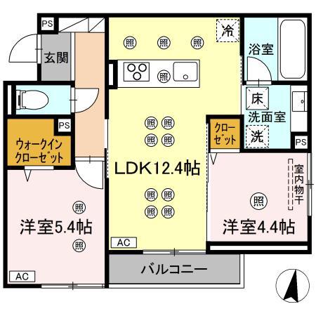 D-RESIDENCE東深津町3丁目(2LDK/1階)の間取り写真