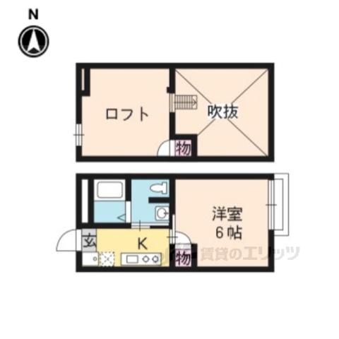 ロフティ西院(1K/2階)の間取り写真