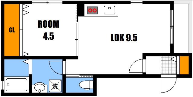ヴァンヴェール八木(1LDK/1階)の間取り写真