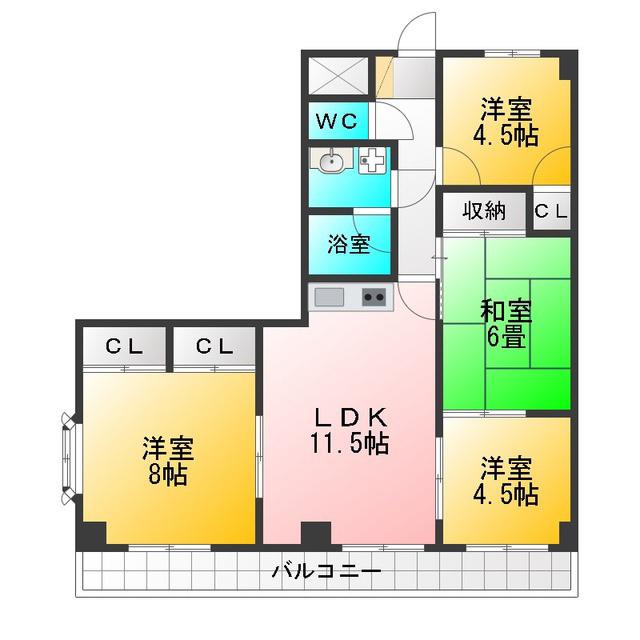 シャルマンコーポ一番館(4LDK/4階)の間取り写真