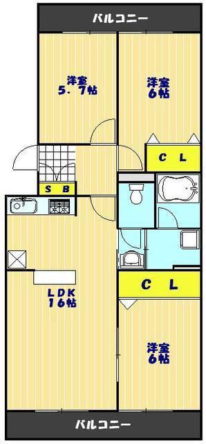 タカパークハイツ(3LDK/3階)の間取り写真