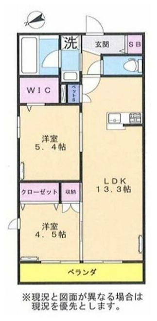 サンセベリアII(2LDK/1階)の間取り写真