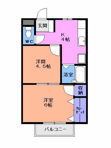 アピタシオンモアージュ(2K/2階)の間取り写真