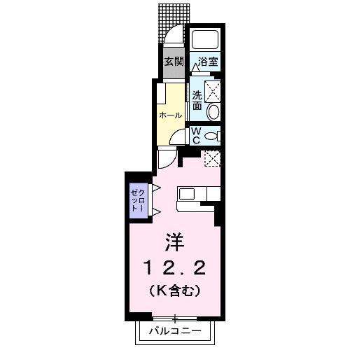 サラソウジュ(ワンルーム/1階)の間取り写真
