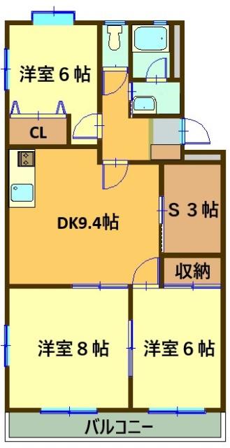 パルモアストーク(3SDK/3階)の間取り写真