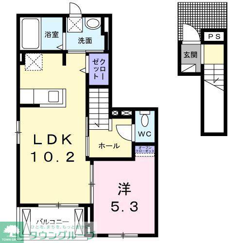 メゾン グレーシア(1LDK/2階)の間取り写真